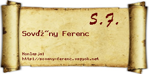 Sovány Ferenc névjegykártya